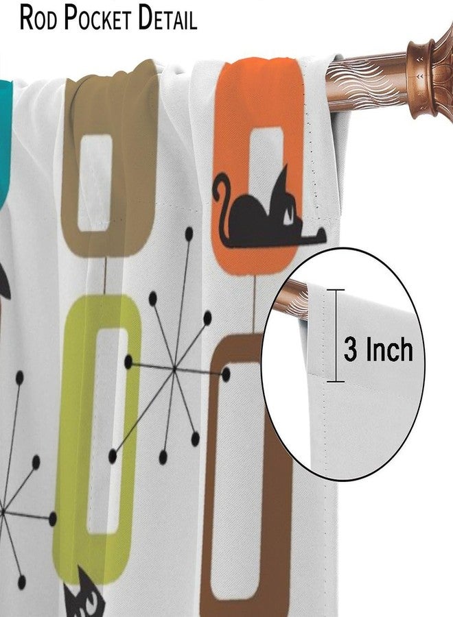 KANEPE Cats Curtains, Mid Century Retro Atomic Black Cat Geometric Abstract Cubes Window Treatments, Rod Pocket Thermal Insulated Drapes 2 Panel Sets for Bedroom Living Room, 42" W X 45" L【Decor】 - Image 4